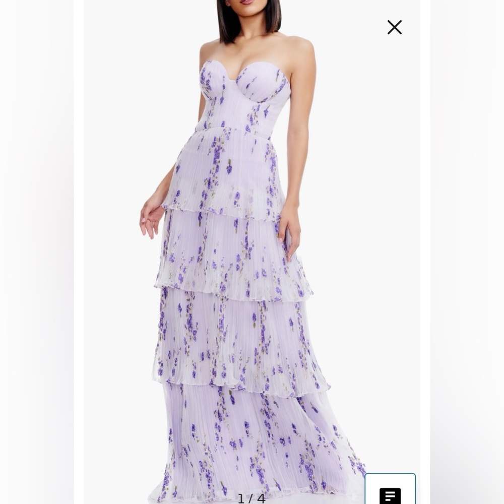 Dress the Population Lavender Floral Tiered Maxi Dress